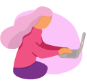 Illustration of a woman working on her laptop